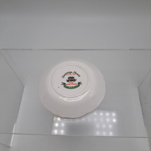 Sovereign House Bone China Floral Tea Bag Dish Gold Trim - Picture 4 of 4